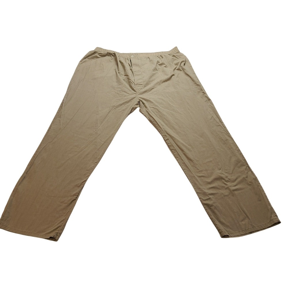 Men's Khaki Tan Pajama Lounge Pants XL 36x28 Elastic Waist Cotton Blend Straight